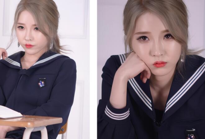 【韩模 Hanna】JK套装私拍 高颜值模特 大尺度露三点 4K写真