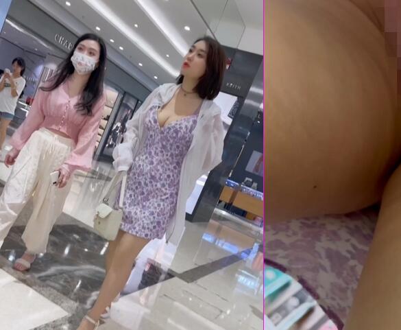 ⚫️技术型大神商场4K抄底2位极品美女，超薄黑丝无内一线鲍深深13缝 大胸妹半透明骚内(2V)